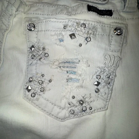 Miss Me Jeans Women's 26 Straight Acid Bleach Wash Studded Rhinestone Grunge - Picture 12 of 15